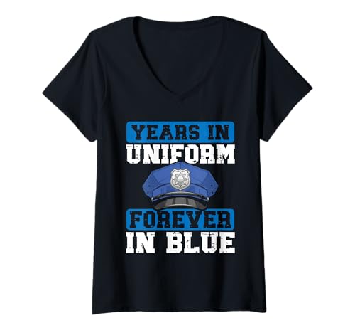 Damen Polizeibeamter seit Jahren in Uniform, für Immer in Blau T-Shirt mit V-Ausschnitt Damen Polizeibeamter seit Jahren in Uniform, für Immer in Blau T-Shirt mit V-Ausschnitt von Police Officer Pride
