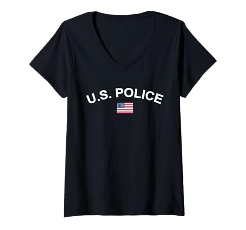 Damen US-Polizei, Polizist, Offizier, Sheriff, Polizisten, Polizistinnen T-Shirt mit V-Ausschnitt Damen US-Polizei, Polizist, Offizier, Sheriff, Polizisten, Polizistinnen T-Shirt mit V-Ausschnitt von Police Outfit