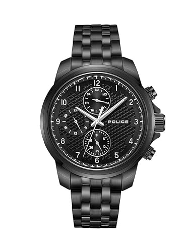 Mensor Herren-Chronograph mit schwarzem Zifferblatt und schwarzem Armband - PEWJK0021504, Schwarz von Police