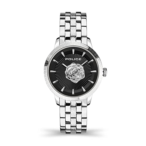 POLICE Marietas Analog Quarz Uhr für Damen mit Edelstahl Armband, schwarz/silber, Armband von Police