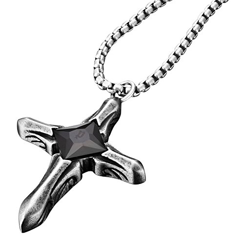 POLICE PJ25561PSE-03 Herren Collier Kreuz SANCTURY Edelstahl Silber schwarz 70 cm von Police