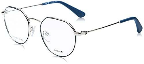 POLICE Unisex-Kinder VK574 Sonnenbrille, Shiny Palladium W/Blue Parts, 49 von Police