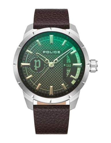 Police Herren Analog Quarz Uhr mit Leder Armband PEWJB2226902 von Police