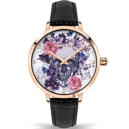 Police Damen Analog Quarz Uhr mit Leder Armband PL.16032MSR/01 von Police