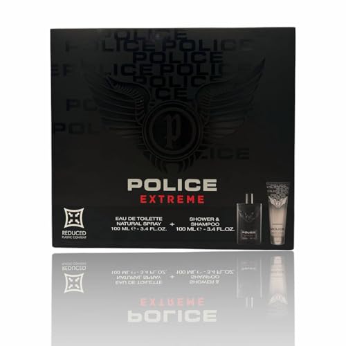 Police Geschenkset für Herren, Eau De Toilette, Spray 100 ml + Dusch-Shampoo 100 ml (Set, Extreme) von Police