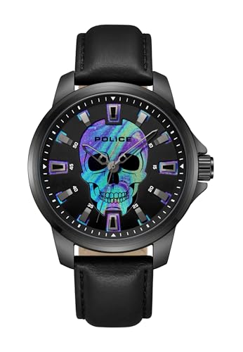 Police Herren Analog Quarz Uhr mit Leder Armband PEWJA0022201 von Police