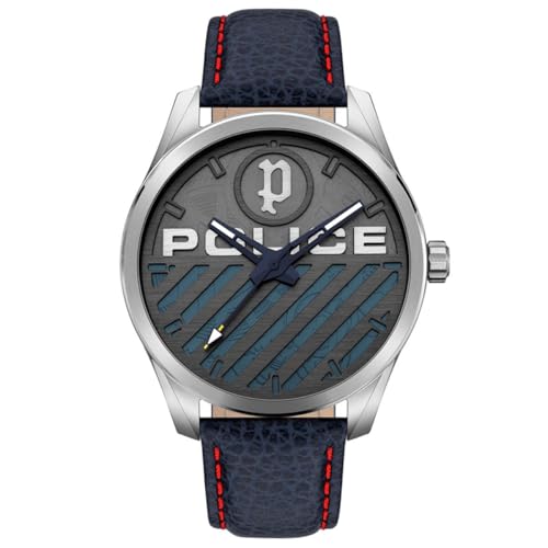 Police Herren Analog Quarz Uhr mit Leder Armband PEWJA2121401 von Police
