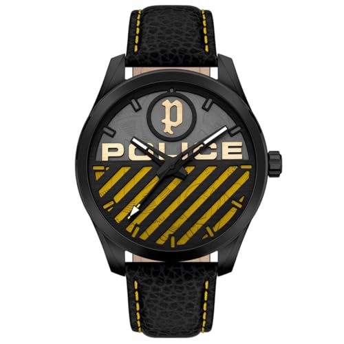 Police Herren Analog Quarz Uhr mit Leder Armband PEWJA2121403 von Police