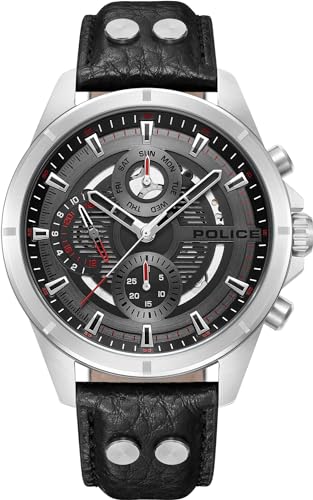 Police Herren Analog Quarz Uhr mit Leder Armband PEWJF0004601 von Police