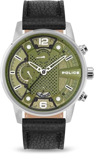 Police Herren Analog Quarz Uhr mit Leder Armband PEWJF2203305 von Police