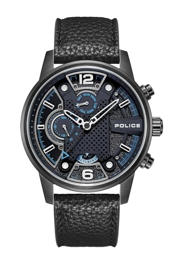 Police Herren Analog Quarz Uhr mit Leder Armband PEWJF2203306 von Police