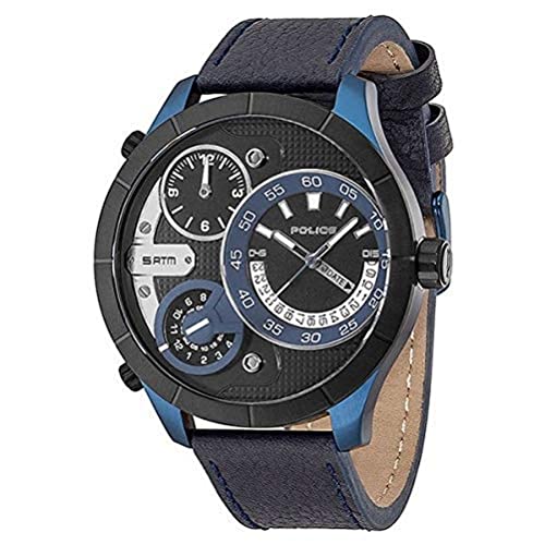 Police Herren Analog Quarz Uhr mit Leder Armband PL14638XSBLB.02 von Police