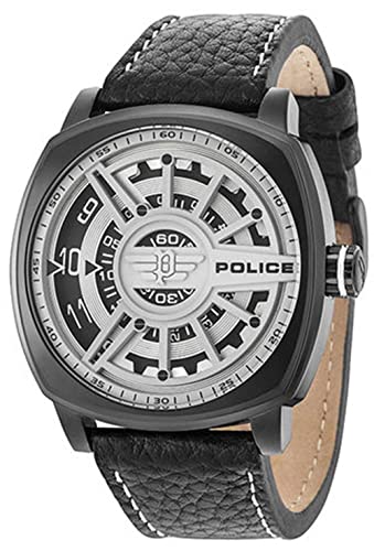 Police Herren Analog Quarz Uhr mit Leder Armband PL15239JSB.01 von Police