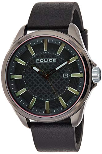 Police Herren Analog Quarz Uhr mit Leder Armband PL15408JSU.61 von Police