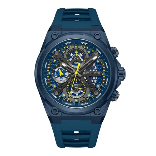 Police Herren Analog Quarz Uhr mit Silikon Armband PEWGQ0054302 von Police