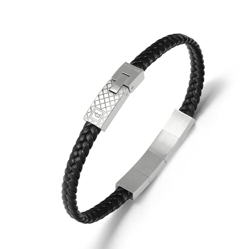 Police Herren-Armband Intersect Edelstahl geätztes Motiv schwarz geflochten Leder, Einheitsgröße, Edelstahl, Kein Edelstein Police Herren-Armband Intersect Edelstahl geätztes Motiv schwarz geflochten Leder, Einheitsgröße, Edelstahl, Kein Edelstein von Police