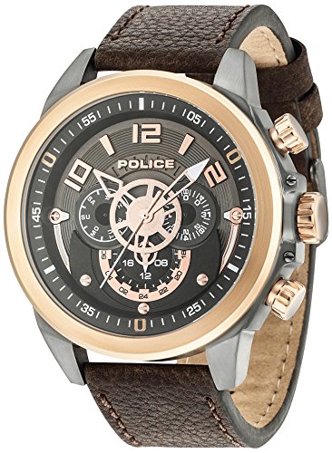 Police Herren Analog Quarz Uhr mit Leder Armband 15036JSUR/61 von Police