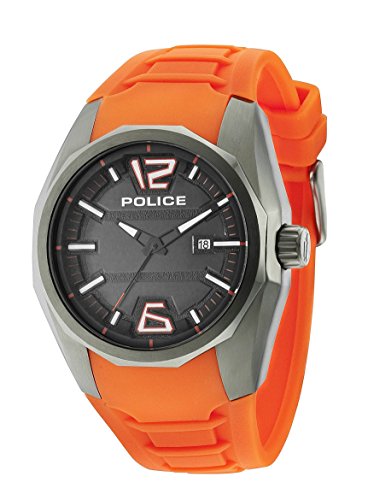 Police Herren-Armbanduhr 47.5mm Armband Silikon Marine Gehäuse Edelstahl Batterie Analog 14763JSU02 von Police