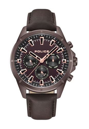 Police Herren Analog Quarz Uhr mit Leder Armband PEWJF0005802 von Police
