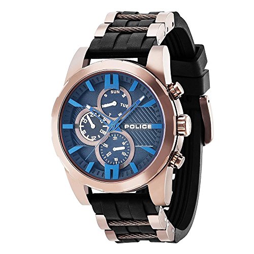 Police Herren Multi Zifferblatt Quarz Uhr mit Plastik Armband PL14541JSBN.02P von Police