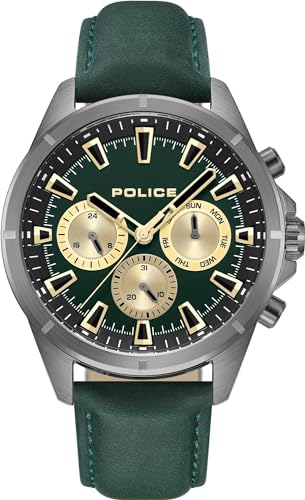 Police Herren Analog Quarz Uhr mit Leder Armband PEWJF0005801 von Police