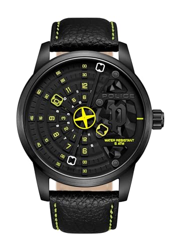 Police Herren Analog Quarz Uhr mit Leder Armband PEWJA0022101 von Police