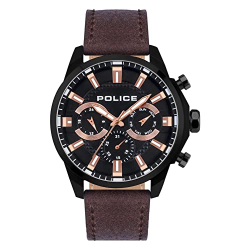 Police Herren Analog Quarz Uhr mit Leder Armband PEWJF2204204 von Police