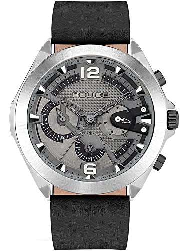 Police Herren Analog Quarz Uhr mit Leder Armband PEWJF2108701 von Police