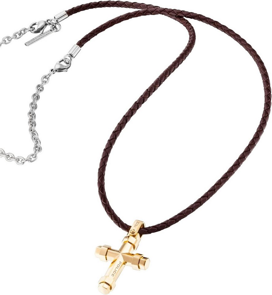 Police Kette mit Anhänger Herren Halskette Kette Edelstahl mit Anhänger Kreuz 70 cm Police von Police