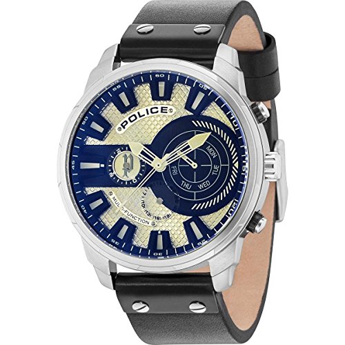 Police Herren Multi Zifferblatt Quarz Uhr mit Leder Armband PL15217JS.04 von Police