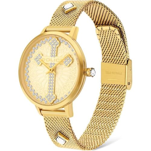 Police Unisex Erwachsene Analog Quarz Uhr mit Edelstahl Armband PL16031MSG.22MMA von Police