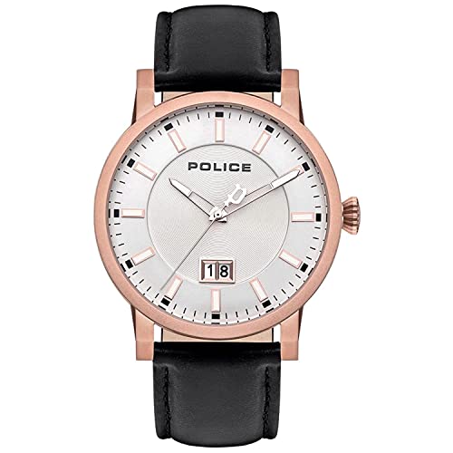 Police Unisex Erwachsene Analog Quarz Uhr mit Leder Armband PL15404JSR.04 von Police