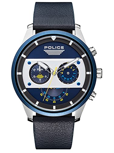 Police Unisex Erwachsene Analog Quarz Uhr mit Leder Armband PL15411JSTBL.03 Police Unisex Erwachsene Analog Quarz Uhr mit Leder Armband PL15411JSTBL.03 von Police