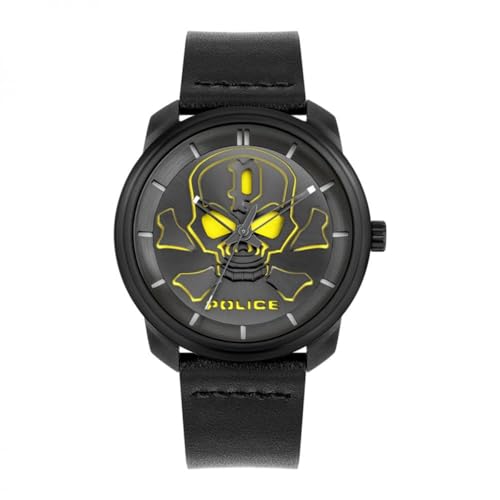 Police Unisex Erwachsene Analog Quarz Uhr mit Leder Armband PL15714JSB.02 von Police