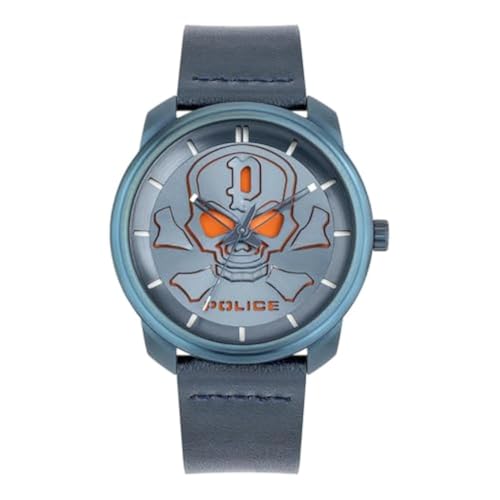 Police Unisex Erwachsene Analog Quarz Uhr mit Leder Armband PL15714JSBL.03 Police Unisex Erwachsene Analog Quarz Uhr mit Leder Armband PL15714JSBL.03 von Police