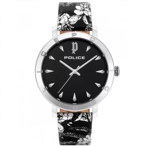 Police Unisex Erwachsene Analog Quarz Uhr mit Leder Armband PL16033MS.02 von Police