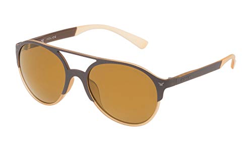 POLICE Unisex-Erwachsene SPL163557ESG Sonnenbrille, Braun (Marrón), 55 von Police