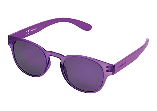 Police Unisex S1945 Exchange 2 Rund Sonnenbrille, SEMI MATT TRANSPARANT VIOLET FRAME / PURPLE MIRROR LENS von Police