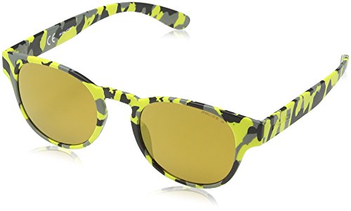 Police Unisex S1945 Exchange 2 Rund Sonnenbrille, YELLOW, BLACK & GREY / GREEN CAMOUFlLAGE FRAME / DARK YELLOW MIRROR LENS von Police