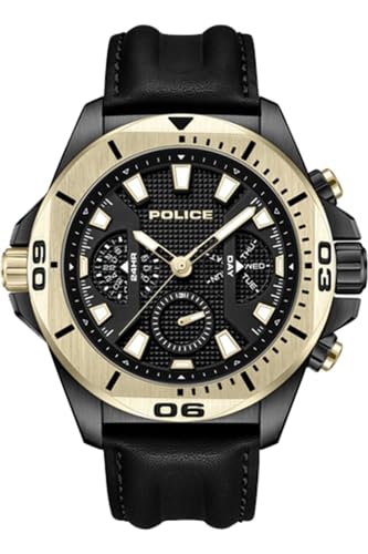 Police Watches Electrical Herren Uhr analog Quarzwerk mit Leder Armband PEWJF0022501 von Police