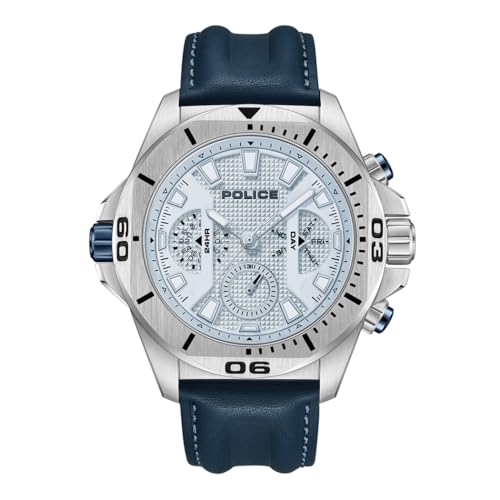 Police Herren Analog Quarz Uhr mit Leder Armband PEWGF0054401 von Police