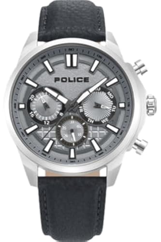 Police Watches rangy Herren Uhr analog Quarzwerk mit Leder Armband PEWJF0021001 von Police