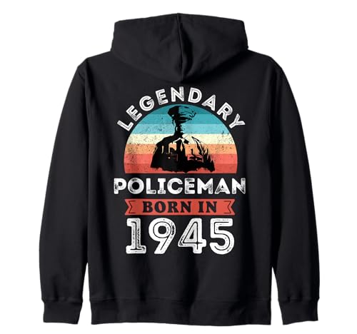 Legendärer Polizist geboren im Jahr 1945, 80. Geburtstag Herren Kapuzenjacke von Policeman 1945 Legends Gifts for Mens 80th Bday
