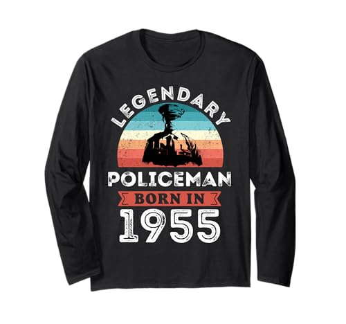 Legendärer Polizist geboren 1955, 70. Geburtstag Herren Langarmshirt von Policeman 1955 Legends Gifts for Mens 70th Bday