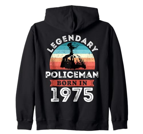 Legendärer Polizist geboren im Jahr 1975, 50. Geburtstag Herren Kapuzenjacke von Policeman 1975 Legends Gifts for Mens 50th Bday