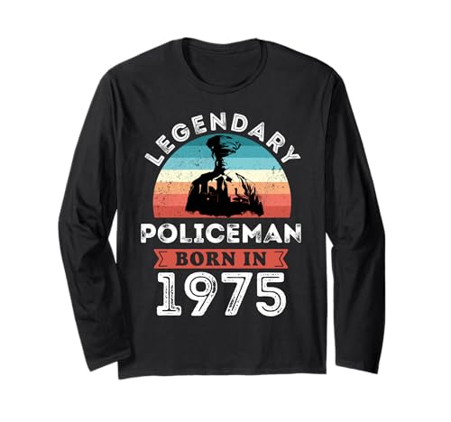 Legendärer Polizist geboren im Jahr 1975, 50. Geburtstag Herren Langarmshirt von Policeman 1975 Legends Gifts for Mens 50th Bday