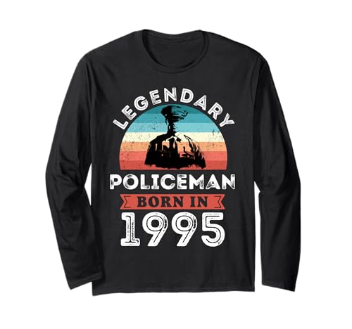 Legendärer Polizist geboren im Jahr 1995, 30. Geburtstag Herren Langarmshirt von Policeman 1995 Legends Gifts for Mens 30th Bday