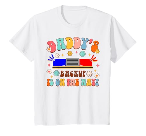 Kinder Polizist Polizist Papa Daddy's Backup ist unterwegs T-Shirt Kinder Polizist Polizist Papa Daddy's Backup ist unterwegs T-Shirt von Policeman Police Officer Dad Daddy's Backup