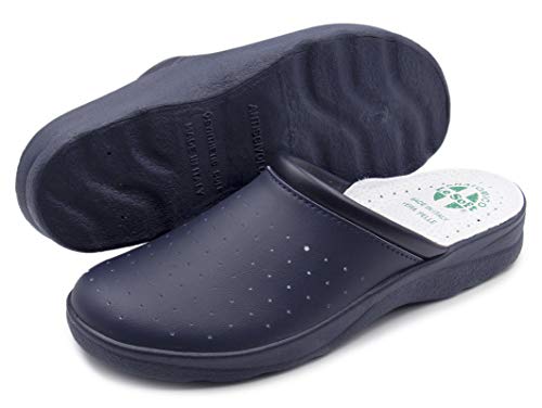 Poligono Gesundheitsschuhe für Männer und Frauen, Geschlossene Berufsschuhe, Gesunde Clogs, Bequeme orthopädische Schuhe, Anatomische Sohle,Blau Mann 45 von Poligono