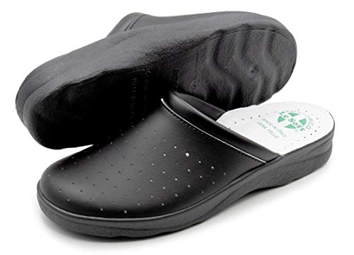 Gesundheitsschuhe für Männer und Frauen, Geschlossene Berufsschuhe, Gesunde Clogs, Bequeme orthopädische Schuhe, Anatomische Sohle,Schwarz Mann 44 von Poligono